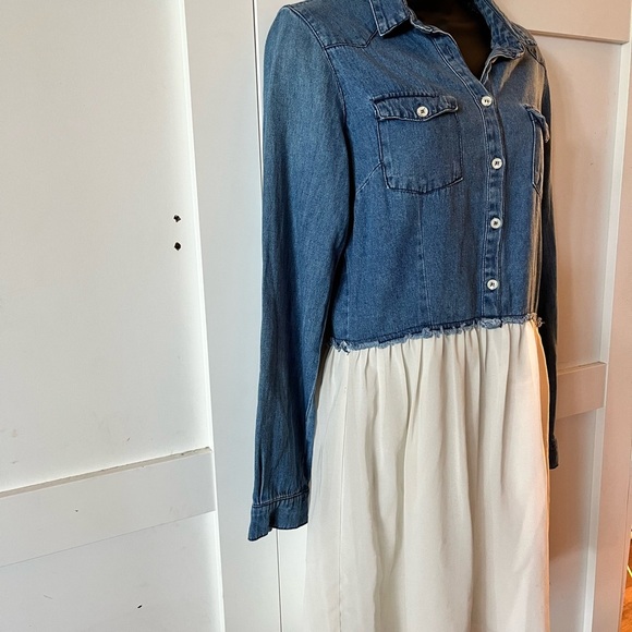 Denim Dress stampede Stella tweed Jean dress cream western coastal cowgirl - Picture 5 of 8